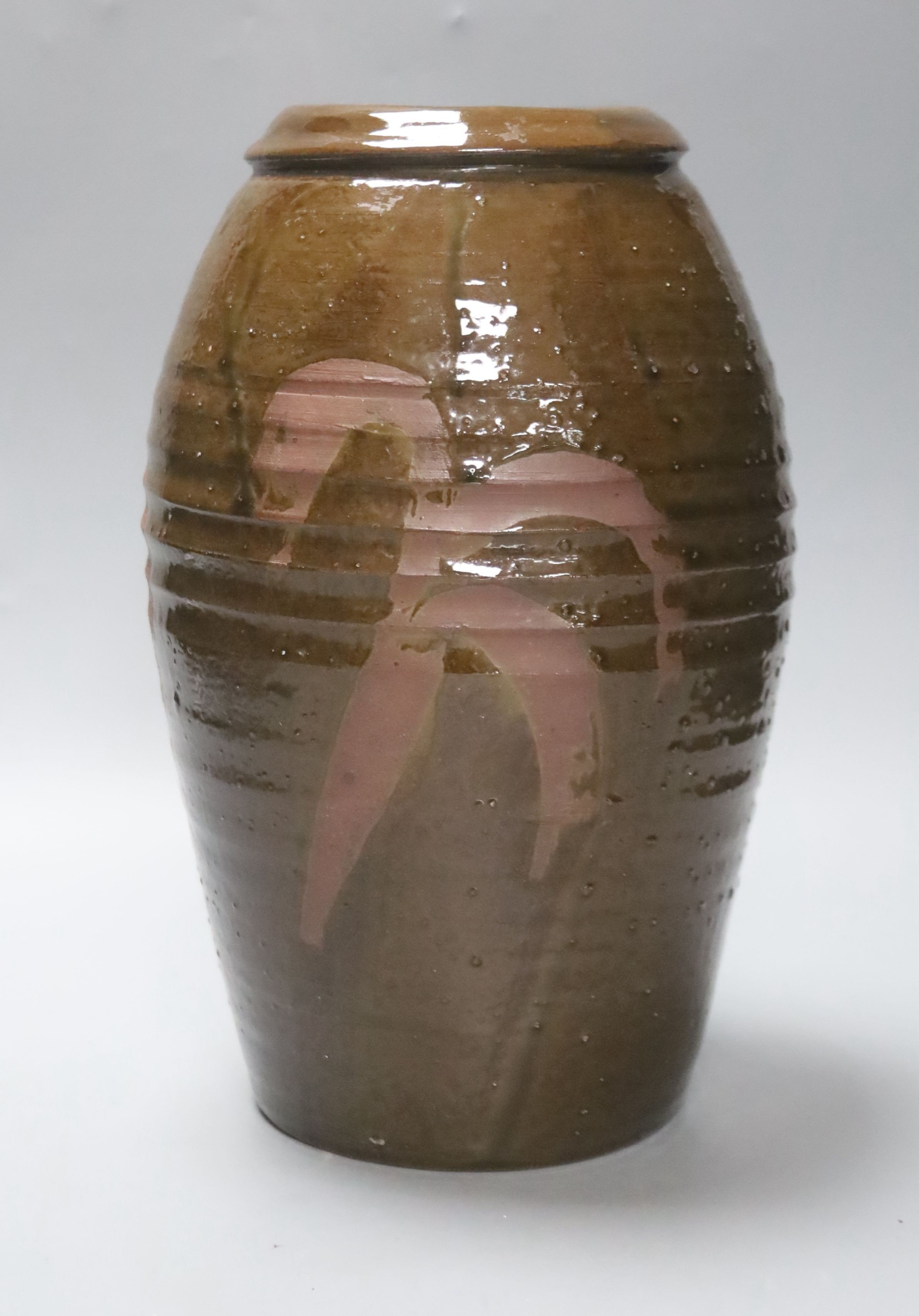 Jeremy Leach (b.1959), a slip decorated ovoid vase, 28cm